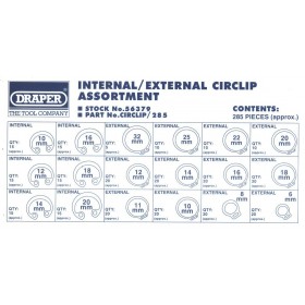 Coffret assortiment de 285 circlips toutes tailles