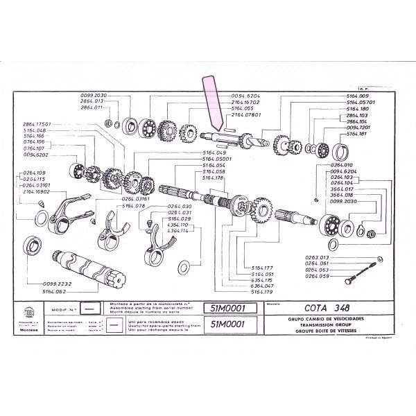 Montesa 348 Gear box primary axle shift