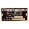 BULTACO Frontera Frame identification plate