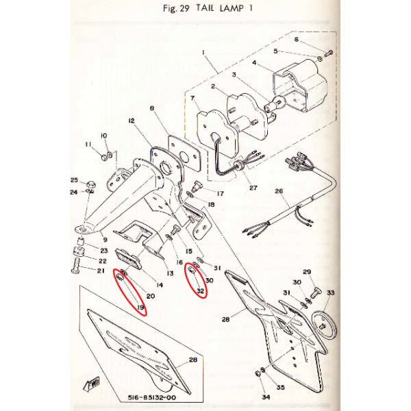 Yamaha TY 125, 175 et 250 écrou goujon cylindre / echappement (et fixation de phare arrière)