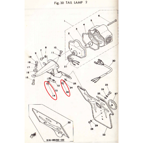 Yamaha TY 125, 175 & 250 twinshock exhaust / cylinder stud nut (and tail light attachment)