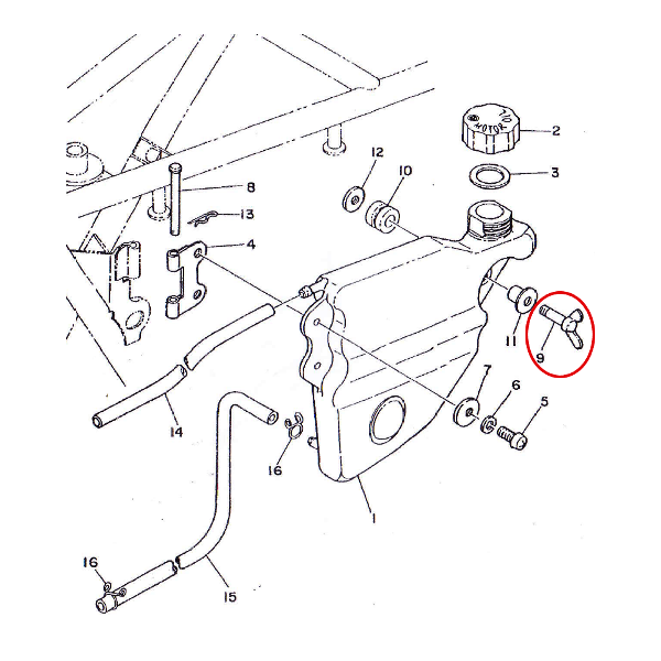 YAMAHA TY 125 & 175 Boulon à oreilles de fixation réservoir huile