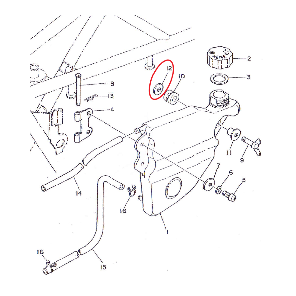 YAMAHA TY 125, 175 & 250 Rondelle de fixation réservoir huile