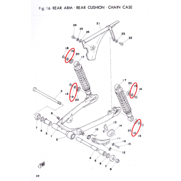 Yamaha TY 50, 80, 125 et 250 spring washer