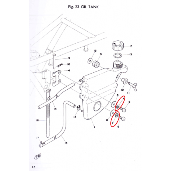 Yamaha TY 50, 80, 125 et 250 spring washer