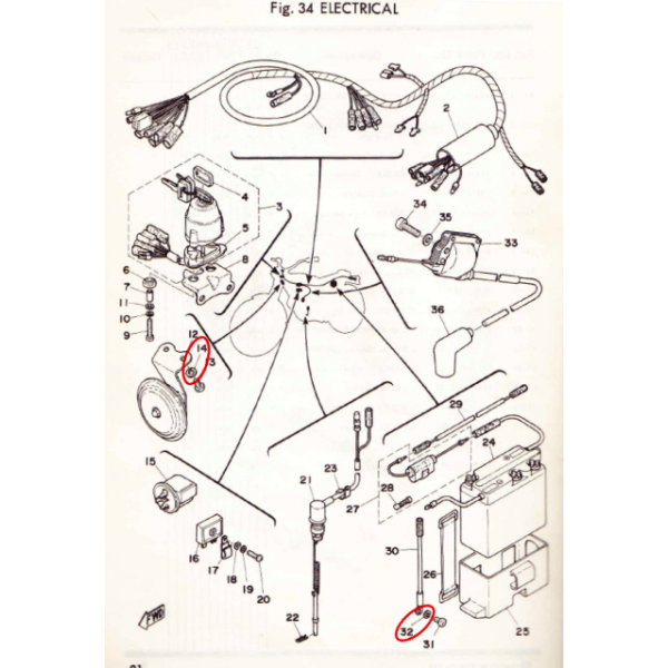 Yamaha TY 50, 80, 125 et 250 spring washer