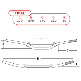 Trial handlebar, size 7 aluminum color