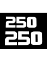 Yamaha TY 250 (dual shock absorbers) left and right side decals in white